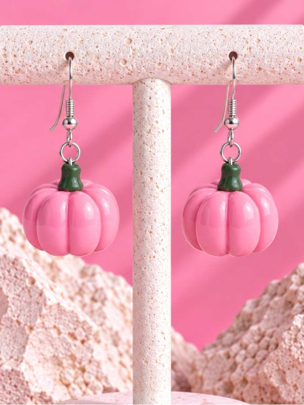 Harvest Pumpkin — Halloween & Fall — Handmade Earrings — Light Pink
